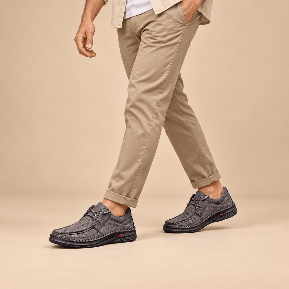 Men's Callum Hand-Stitched Leather-Look Comfort Shoes
