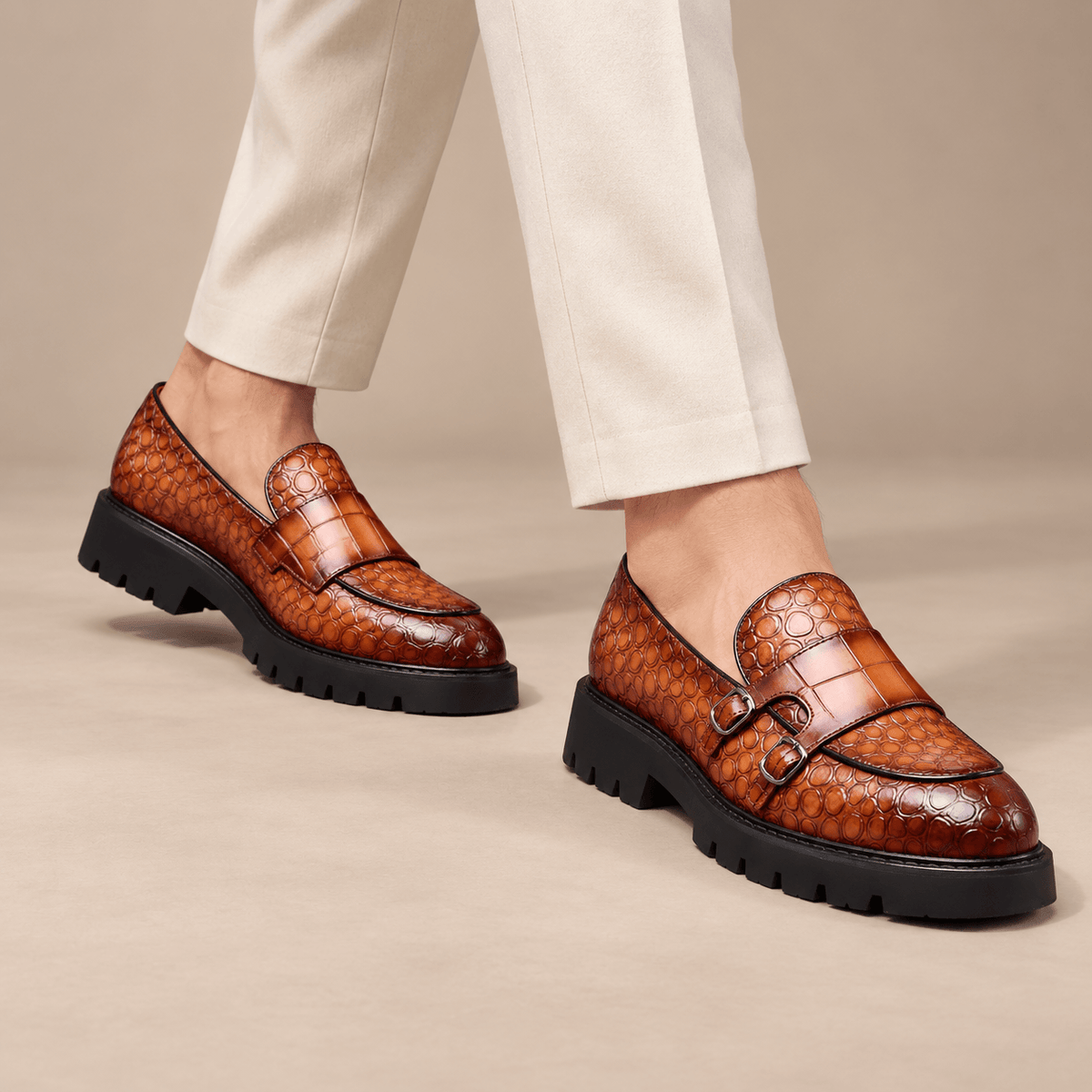 Men's Caspian Croc-Embossed Platform Loafers