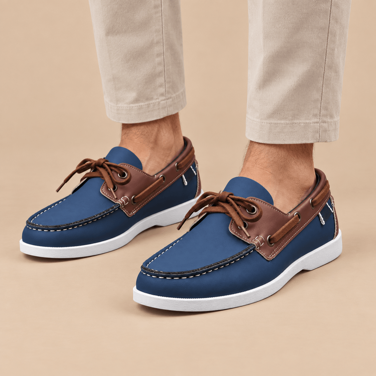 Men's Caspian Nautical Leather-Look Deck Shoes