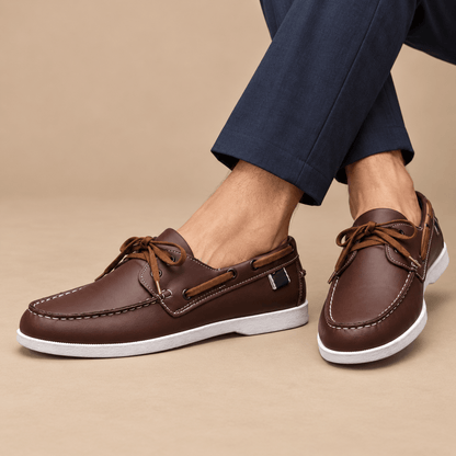 Men's Caspian Nautical Leather-Look Deck Shoes