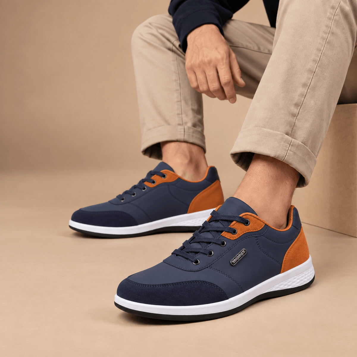 Men's Dominic Contrast Panel Low-Top Trainers