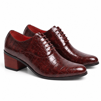 Men's Dorian Croc-Embossed Block-Heel Derby Shoes