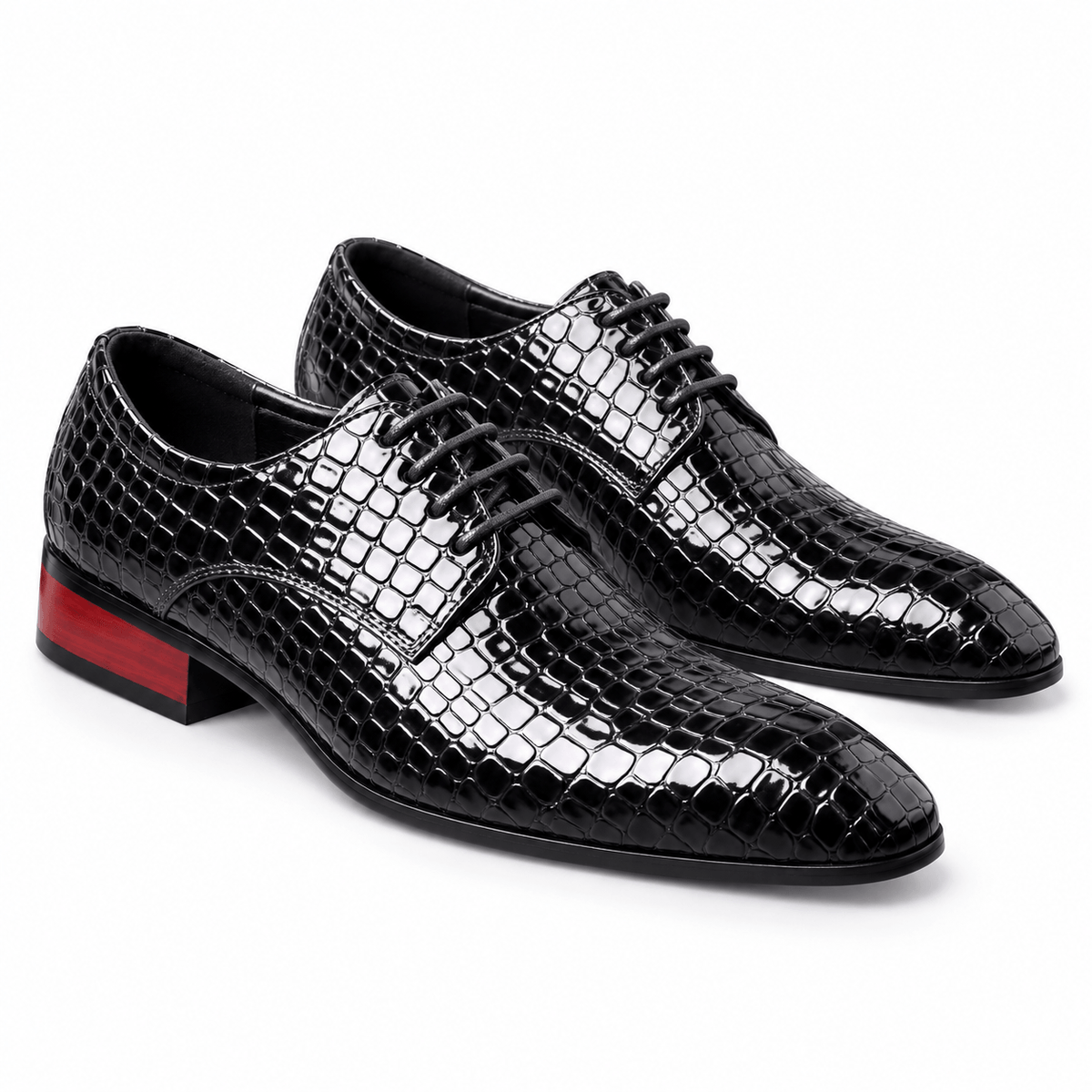 Men's Dorian Croc-Embossed Block-Heel Derby Shoes