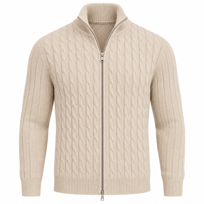 Men's Elias Wool Cable-Knit Zip Cardigan