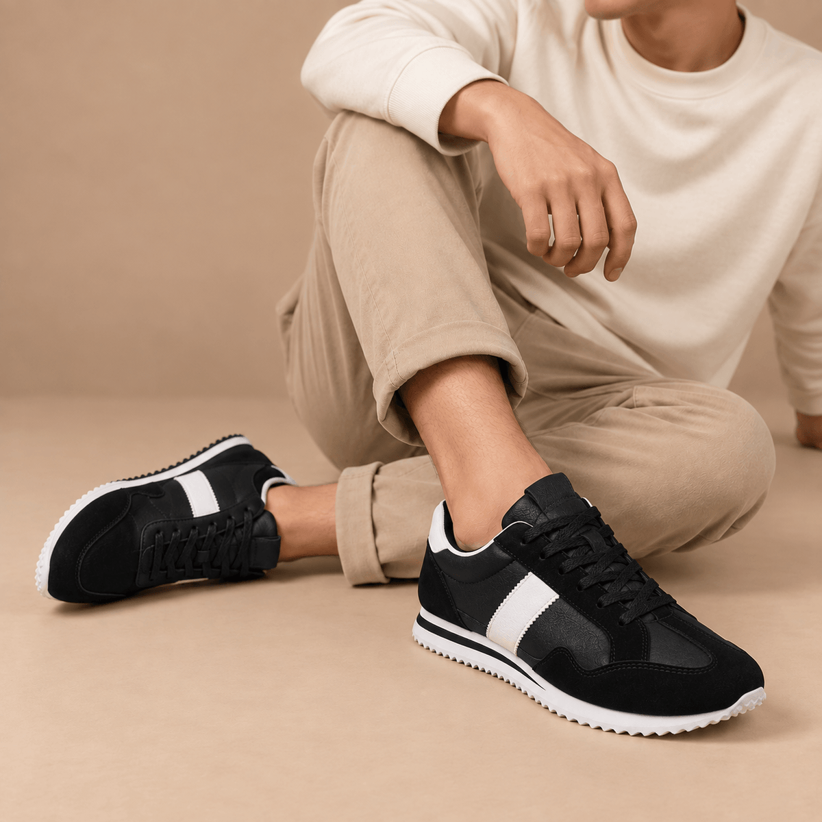 Men's Evander Panelled Serrated-Sole Trainers