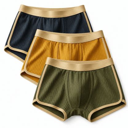Men's Everett Organic Ribbed Cotton Boxer Briefs Set