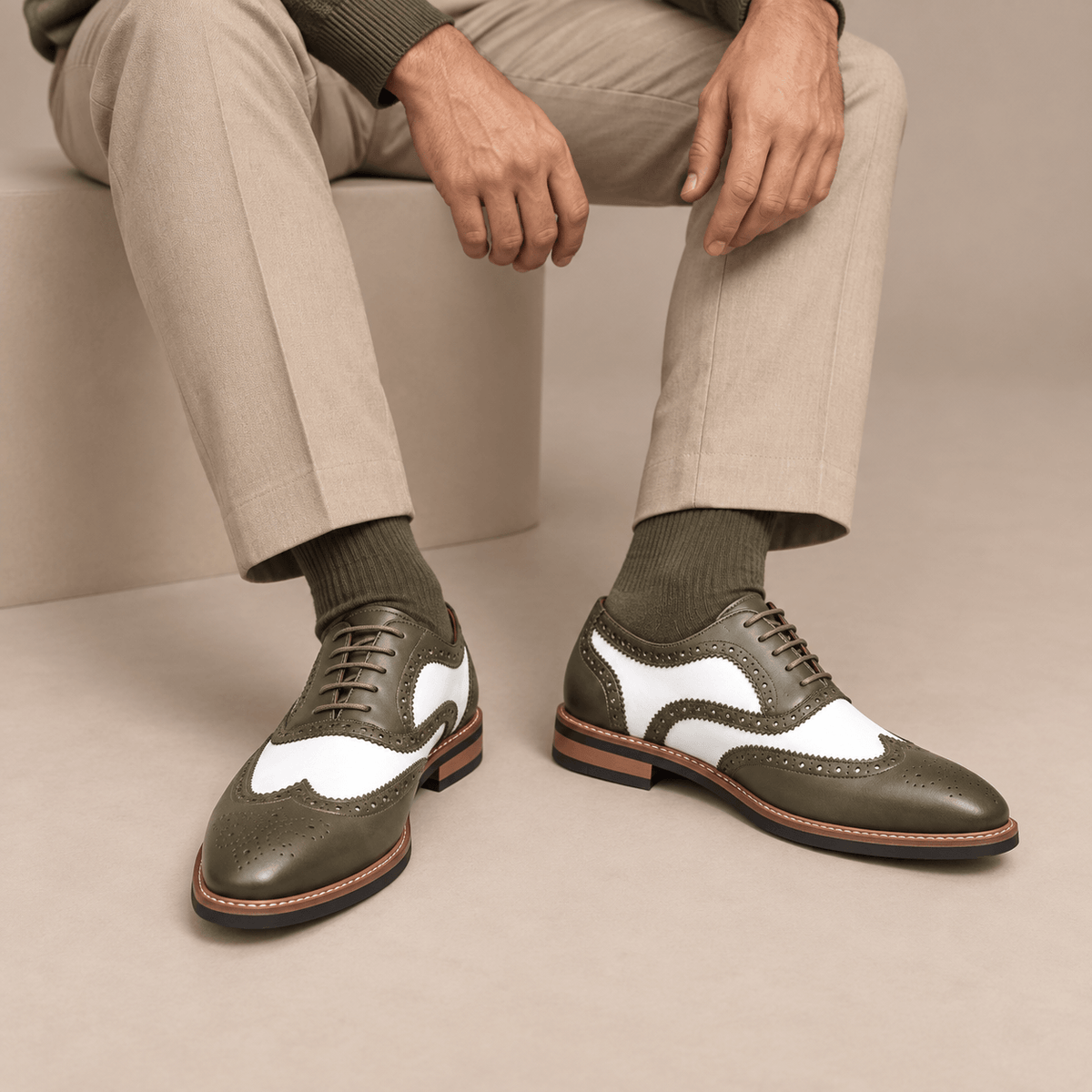 Men's Everett Two-Tone Wingtip Dress Shoes