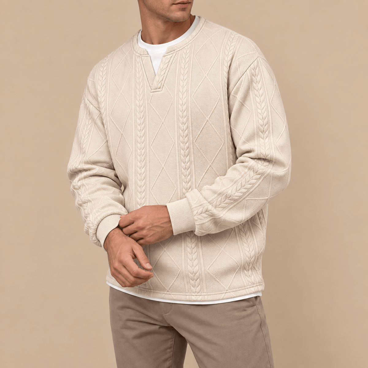 Men's Evren Geometric Layered Jacquard T-Shirt