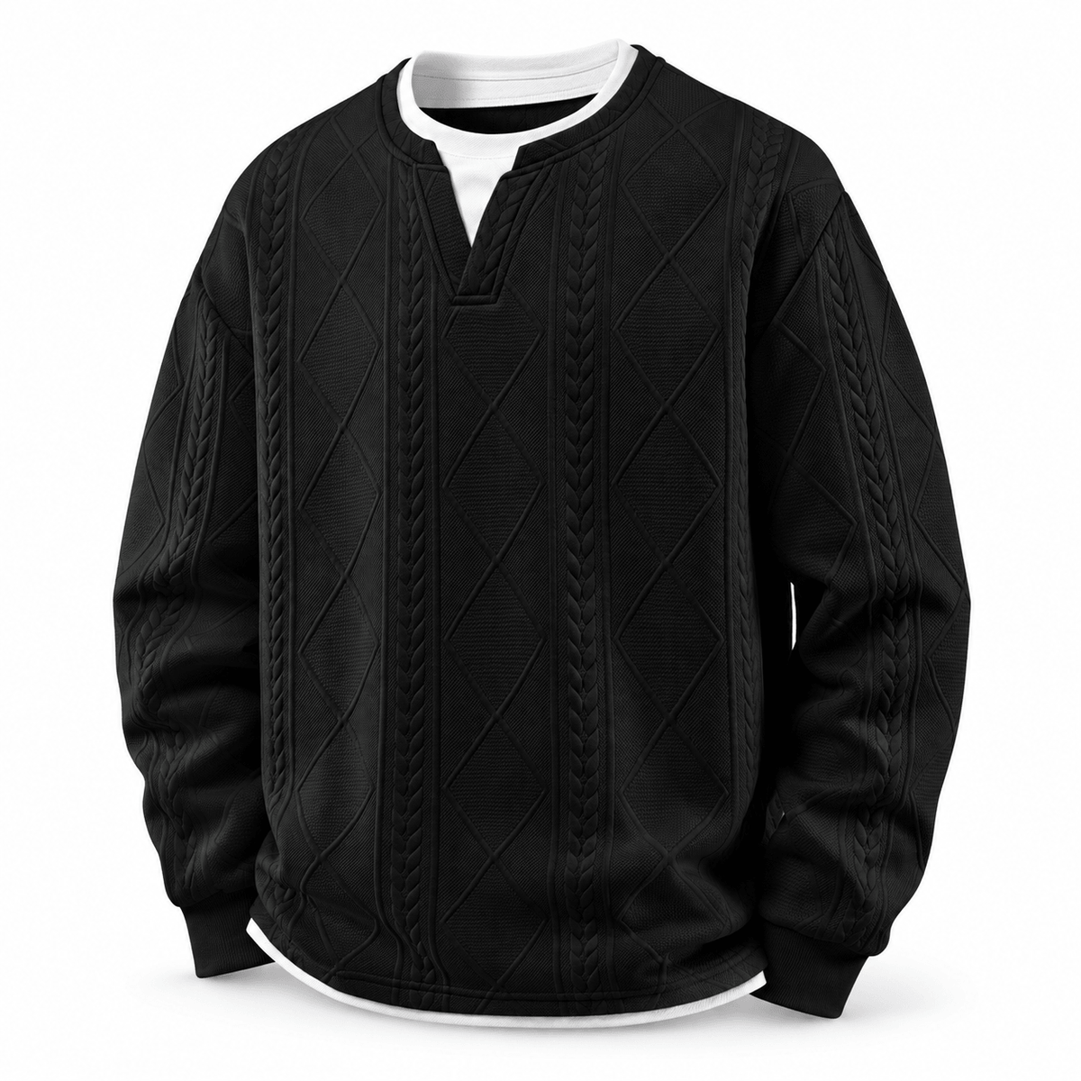 Men's Evren Geometric Layered Jacquard T-Shirt