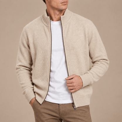 Men's Whitmore Wool-Blend Funnel-Neck Cardigan