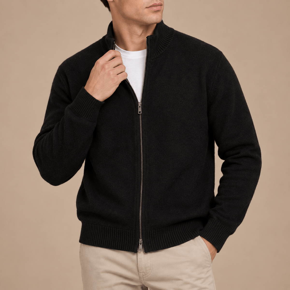 Men's Whitmore Wool-Blend Funnel-Neck Cardigan