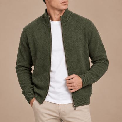Men's Whitmore Wool-Blend Funnel-Neck Cardigan