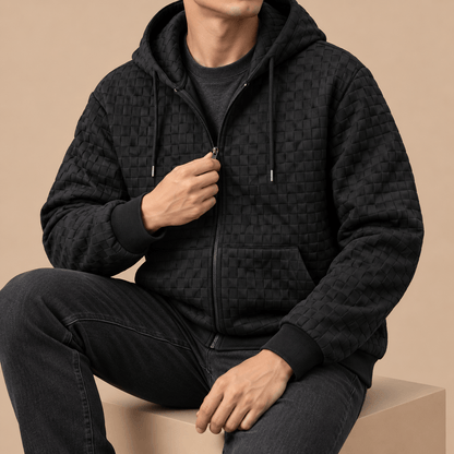 Men's Kellan Textured Grid Zip Hoodie