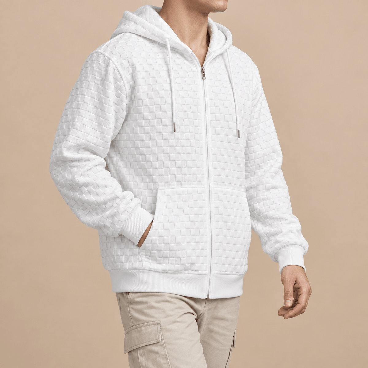 Men's Kellan Textured Grid Zip Hoodie