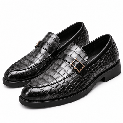 Men's Leandro Croc-Embossed Buckle Dress Loafers
