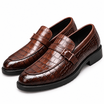 Men's Leandro Croc-Embossed Buckle Dress Loafers