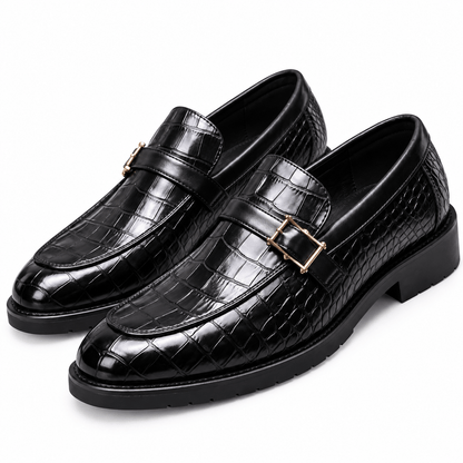 Men's Leandro Croc-Embossed Buckle Dress Loafers