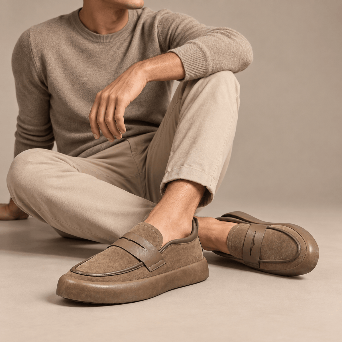 Men's Leandro Microsuede Chunky Penny Loafers