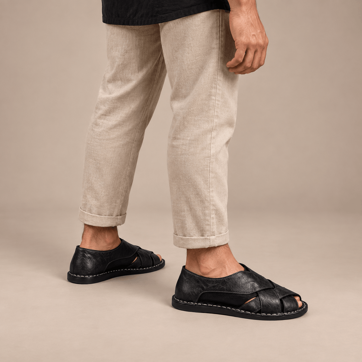 Men's Lorenzo Cross-Strap Leather Slides