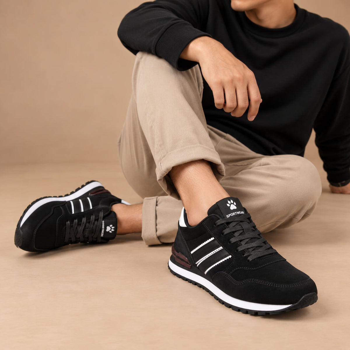 Men's Luca Suede-Look Stripe Trainers