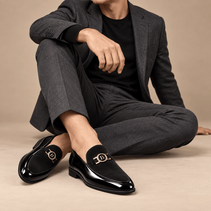 Men's Lucian Crest-Detail Microsuede Dress Loafers