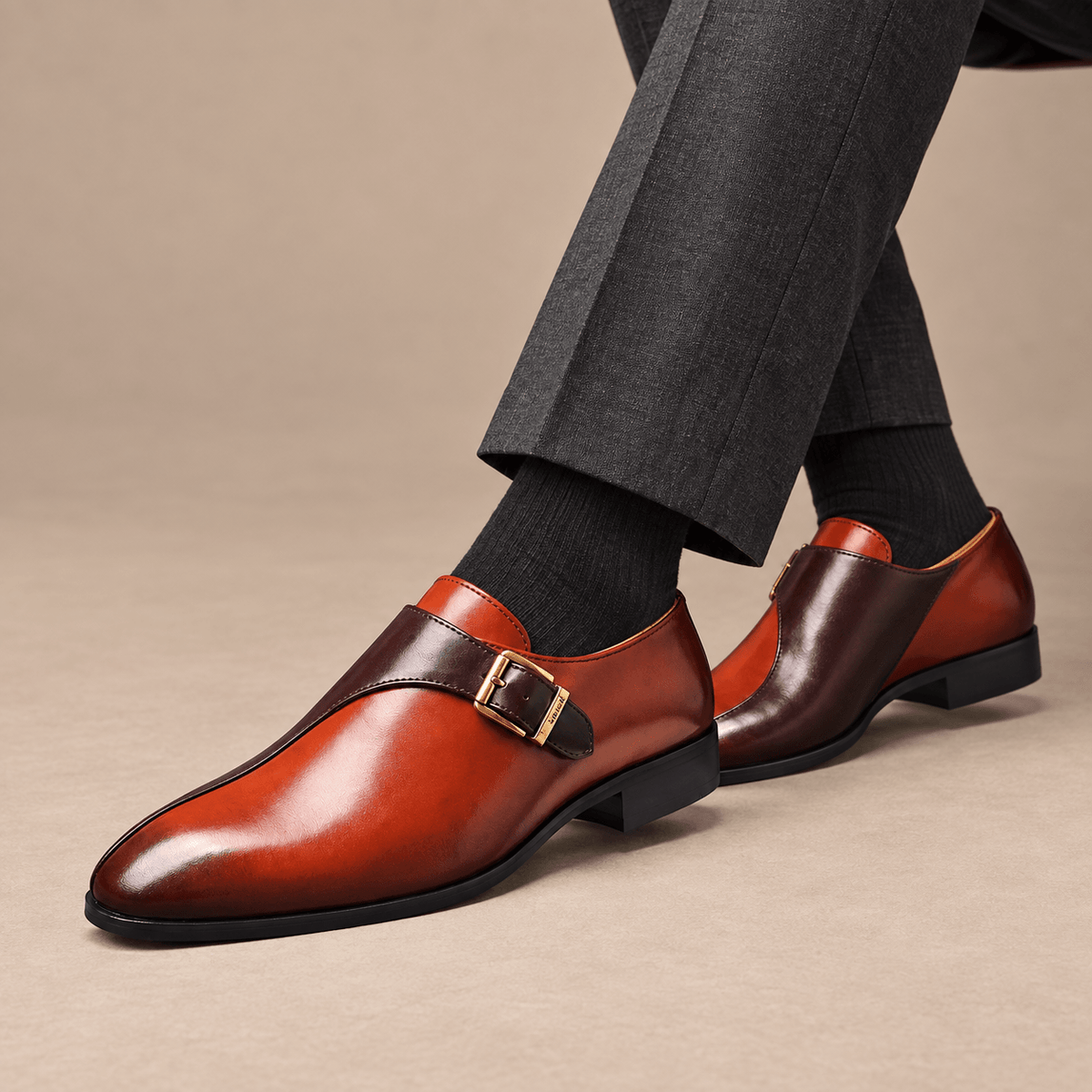 Men's Lucien Two-Tone Buckle Dress Loafers