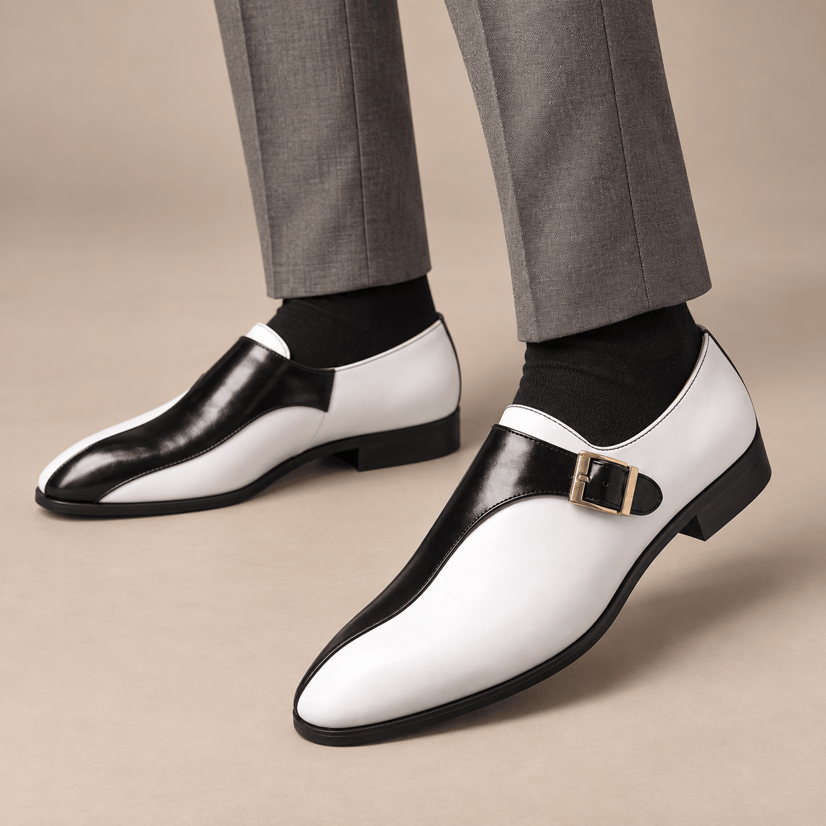 Men's Lucien Two-Tone Buckle Dress Loafers