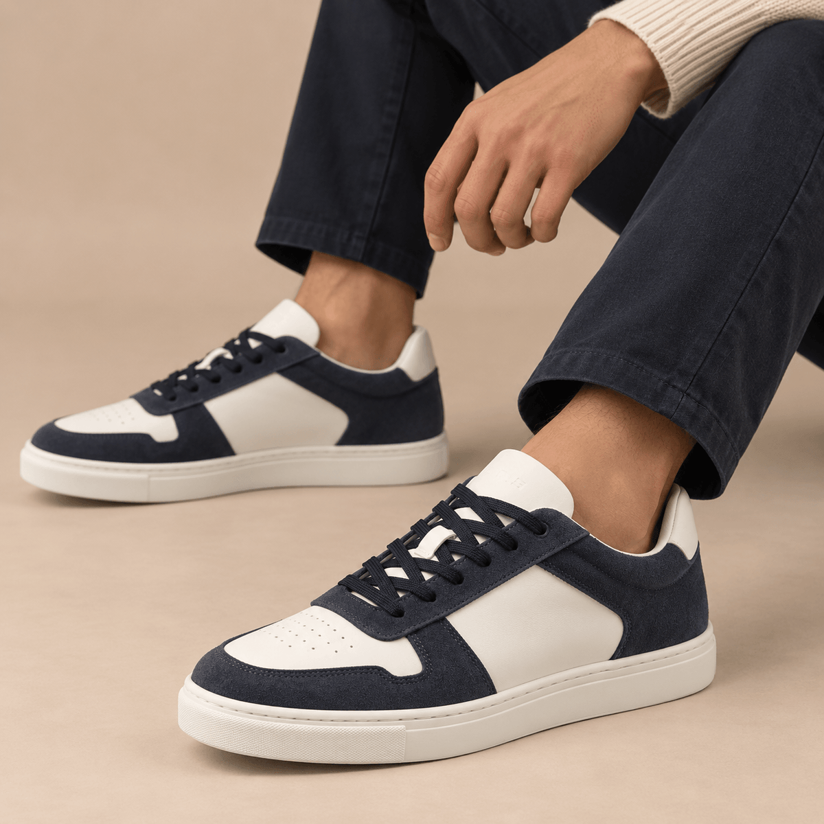 Men's Lucien Two-Tone Nappa Court Trainers