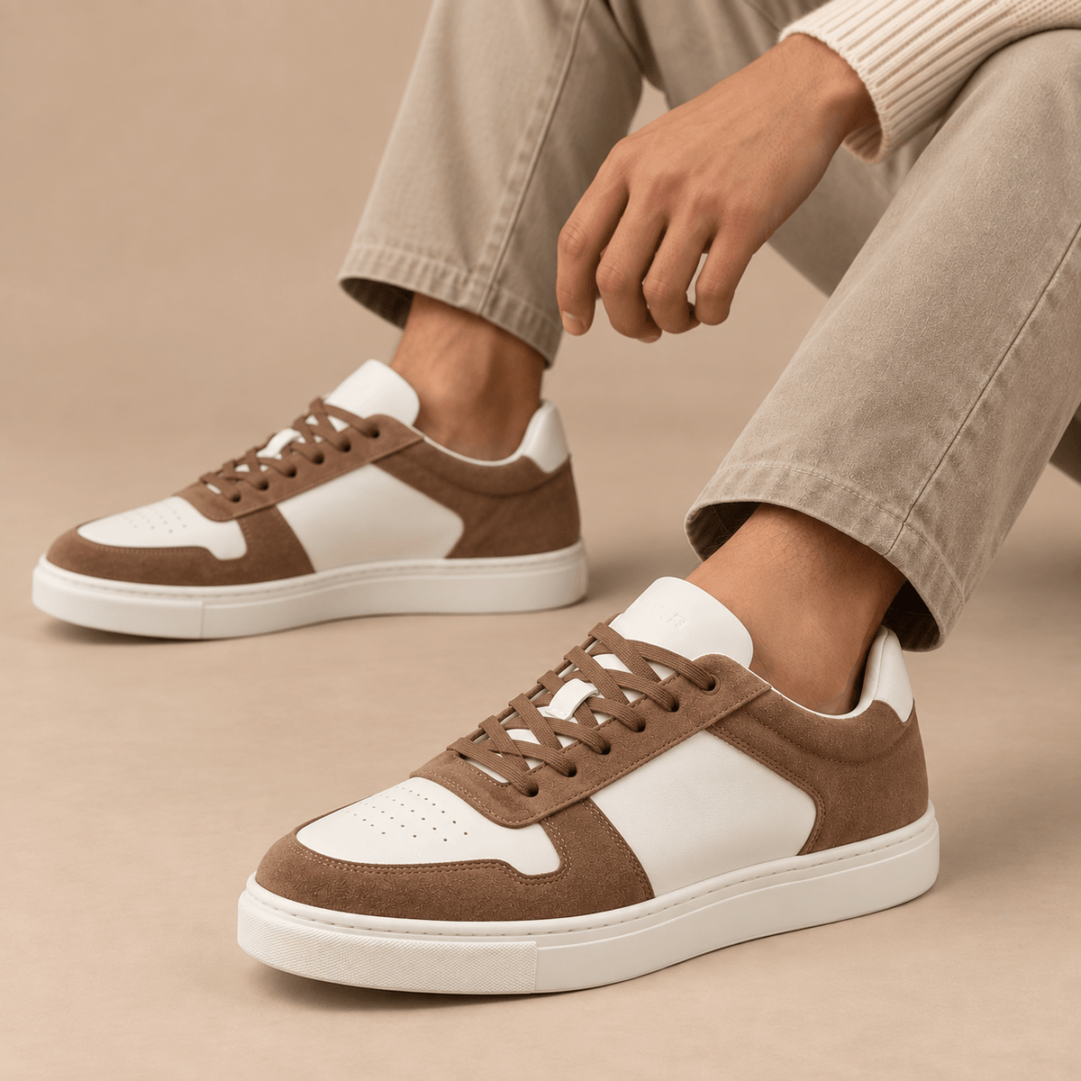 Men's Lucien Two-Tone Nappa Court Trainers