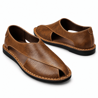Men's Matteo Handwoven Leather Slide Mules