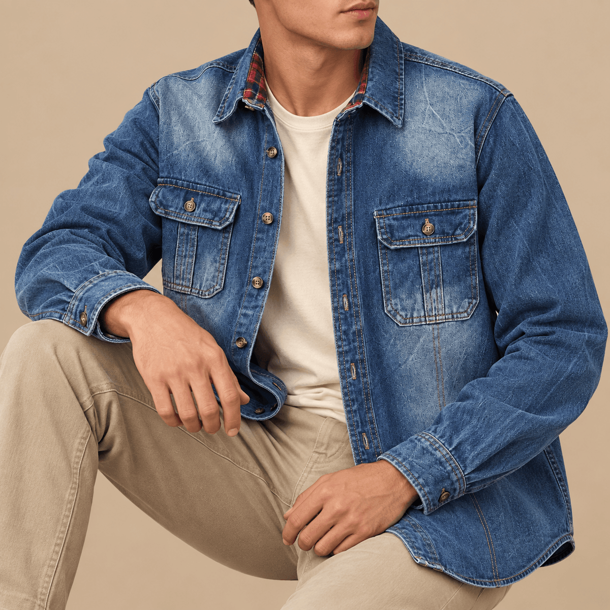 Men's Callum Heritage Plaid Denim Overshirt