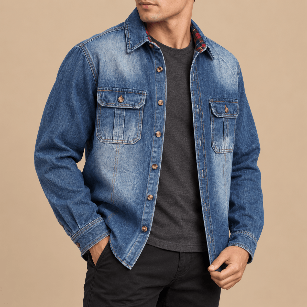 Men's Callum Heritage Plaid Denim Overshirt