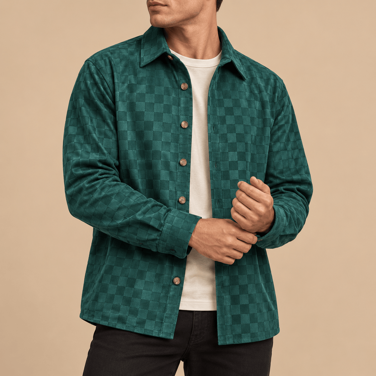 Men's Soren Tonal Suede-Style Overshirt