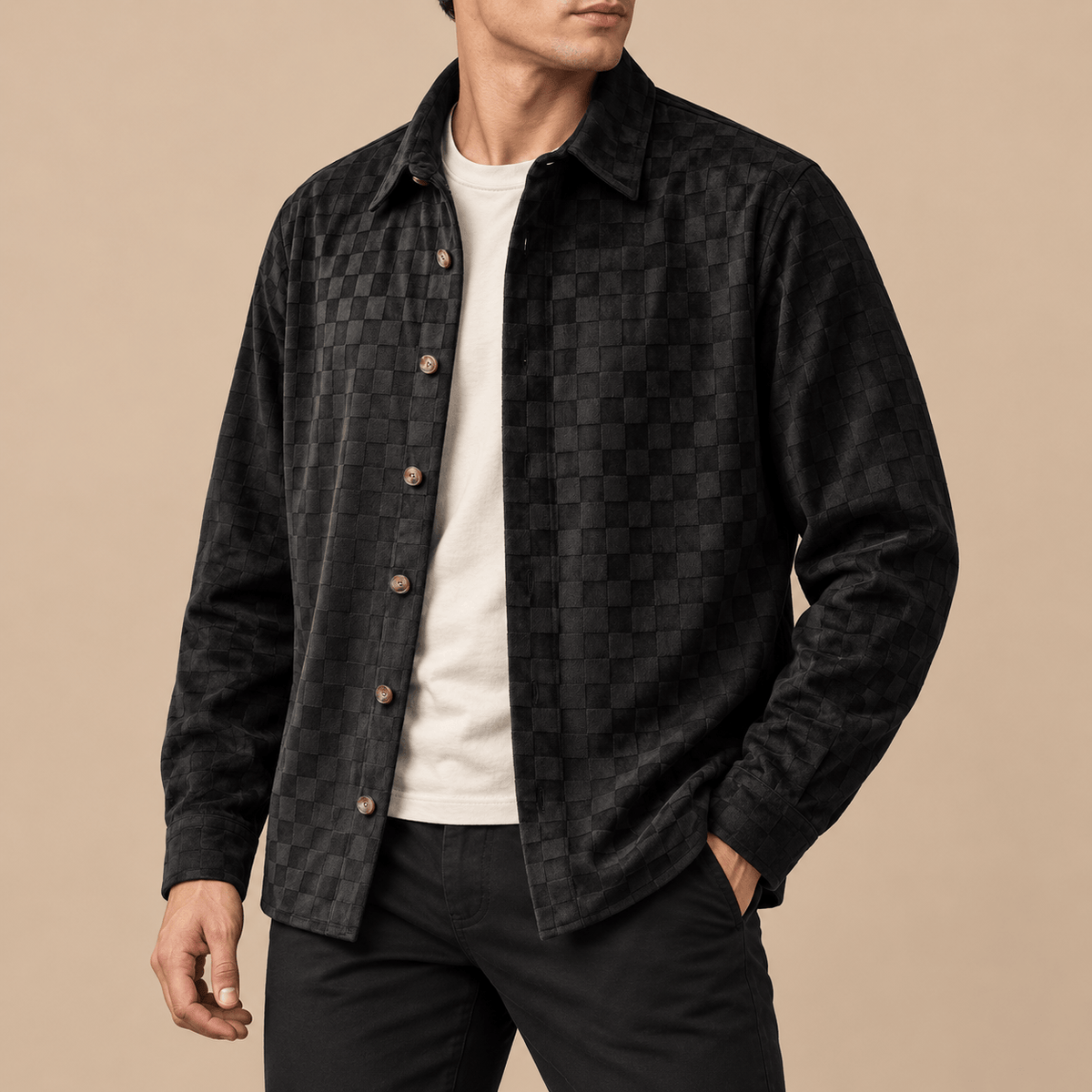 Men's Soren Tonal Suede-Style Overshirt