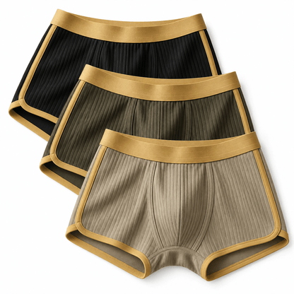 Men's Everett Organic Ribbed Cotton Boxer Briefs Set