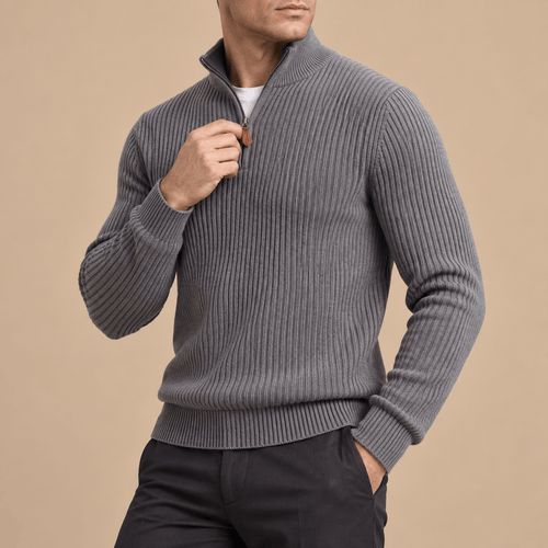 Men's Aldric Ribbed Quarter-Zip Knit Sweater
