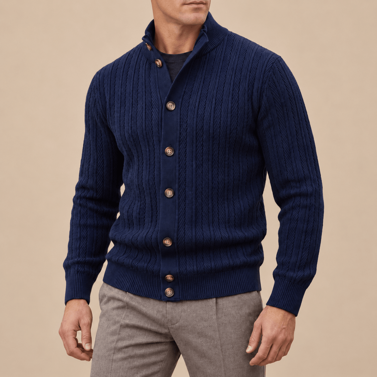 Men's Alistair Cable-Knit Button Cardigan