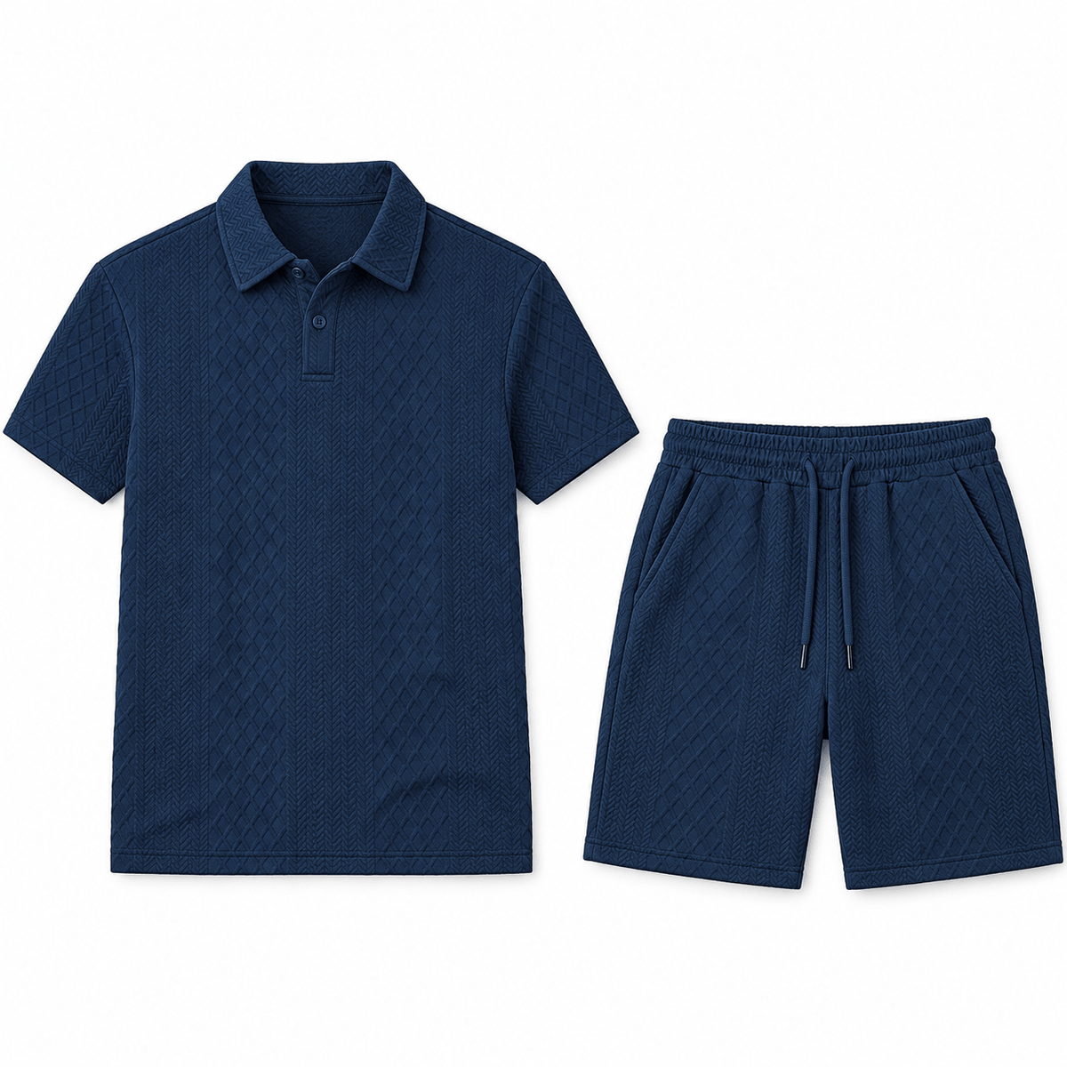 Men's Evander Textured Jacquard Polo Short Set