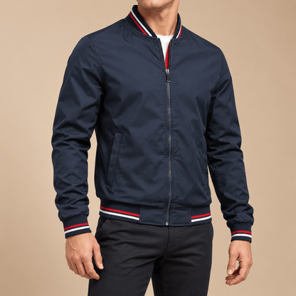 Men's Cedric Striped-Trim Zip Bomber Jacket