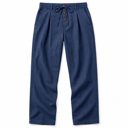 Men's Callan Relaxed Cotton-Linen Drawstring Trousers