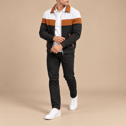 Men's Leandro Waffle-Knit Colour-Block Jacket