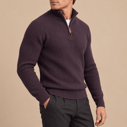 Men's Aldric Ribbed Quarter-Zip Knit Sweater
