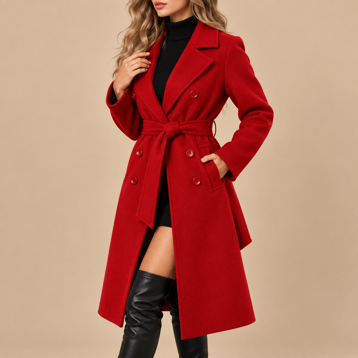 Women's Vivienne Belted Double-Breasted Longline Coat