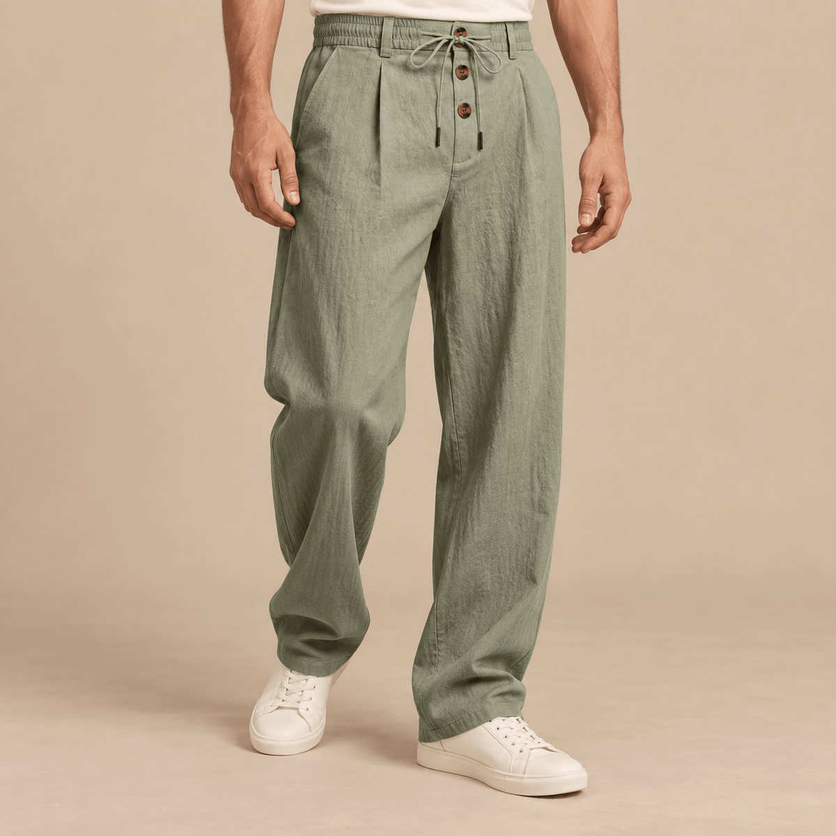 Men's Callan Relaxed Cotton-Linen Drawstring Trousers