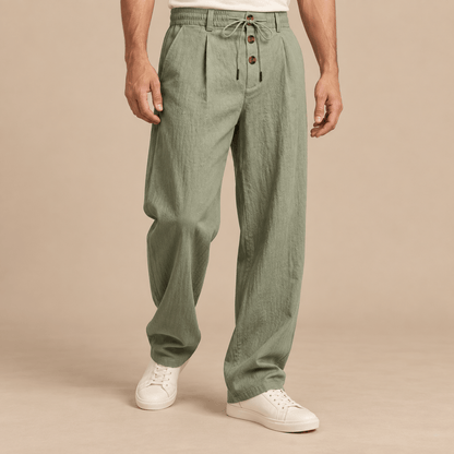 Men's Callan Relaxed Cotton-Linen Drawstring Trousers