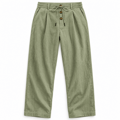Men's Callan Relaxed Cotton-Linen Drawstring Trousers