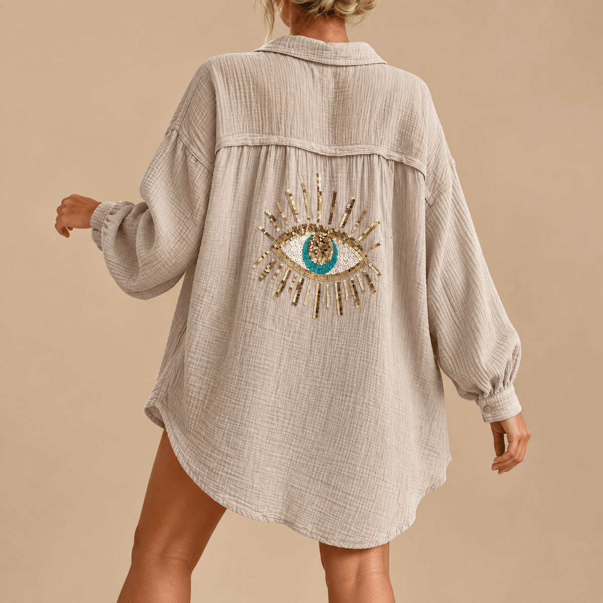 Women's Seraphine Embellished Eye Beach Cover-Up Shirt
