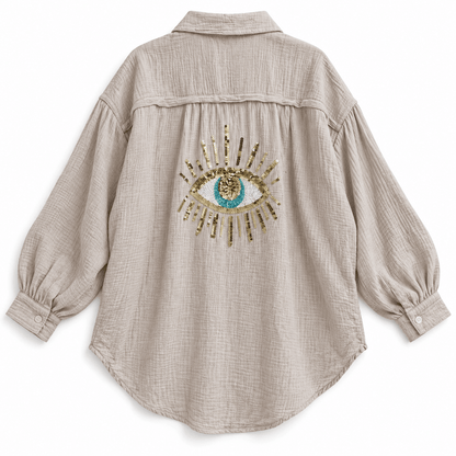 Women's Seraphine Embellished Eye Beach Cover-Up Shirt
