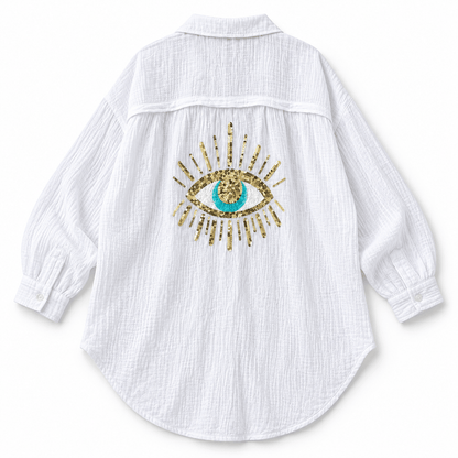 Women's Seraphine Embellished Eye Beach Cover-Up Shirt