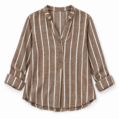 Women's Elara Coastal Stripe Linen Blouse